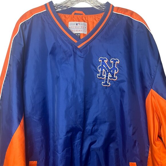 Vintage New York Mets Pullover Windbreaker Jacket XXL Blue & Orange Retro MLB - Picture 4 of 12